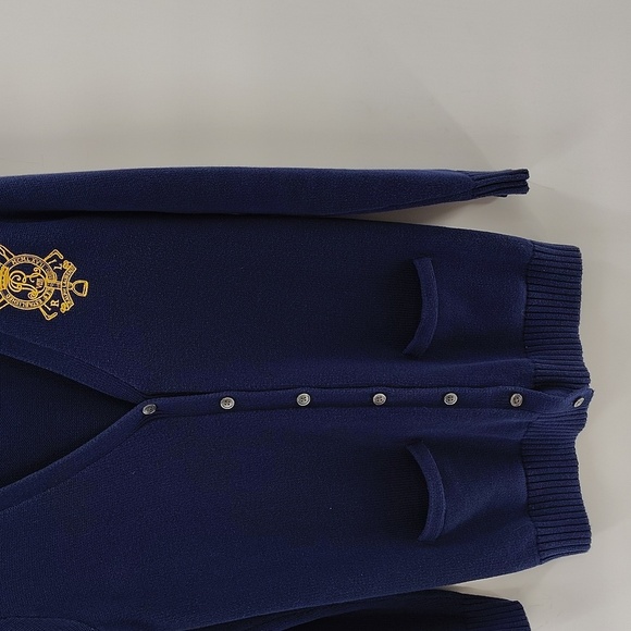 Ralph Lauren Sport Unique Boyfriend N1529 Sweater Cardigan Medium Blue V-neck - Picture 3 of 6